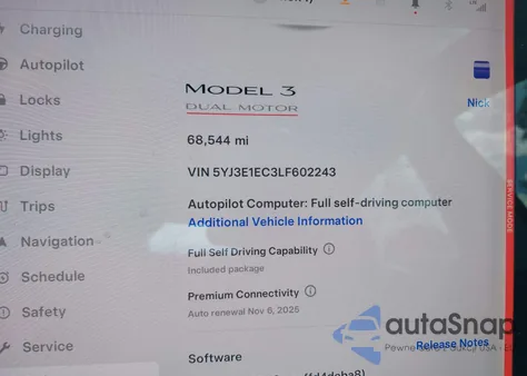 2020 Tesla Model 3 Performance Dual Motor All-Wheel Drive from USA, damaged, VIN 5YJ3E1EC3LF602243